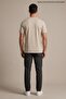 Men's Striped Printed Comfortable Fit Short Sleeve Beige T-Shirt - 6