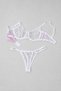 Lace-Embellished Satin Detail Pink Picticare Bra Set - 3