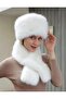 Fur cap hat and cross scarf set