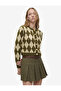 Buttoned Long Sleeve Crew Neck Argyle Patterned Cardigan - 3