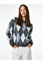 Baklava Patterned Crew Neck Long Sleeve Knit Sweater - 2