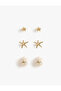 Set of 3 Pearl Detailed Starfish Earrings