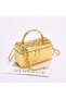 Gold Quilted Box Handbag with Chain Strap, Mini Top Handle Crossbody Shoulder Bag, 19x8.5x9.5cm, PU - 7