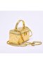 Gold Quilted Box Handbag with Chain Strap, Mini Top Handle Crossbody Shoulder Bag, 19x8.5x9.5cm, PU - 2
