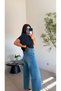 Light blue belted wide leg jeans - 4