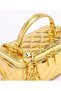 Gold Quilted Box Handbag with Chain Strap, Mini Top Handle Crossbody Shoulder Bag, 19x8.5x9.5cm, PU - 4