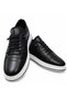 100% Leather Men's Sports Shoes – Black Daily Casual Shoes – Stylish Men's Sneakers with Thick Soles - 6