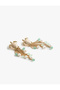 Bead Detailed Dangle Chain Turtle Earrings - 2