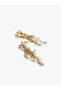 Bead Detailed Dangle Chain Turtle Earrings - 3