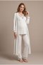 Women's Ecru Ribbed Buttoned Long Sleeve Nursing Detailed Maternity Pajama Set with Dressing Gown - 4
