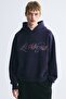 Kapüşonlu ve Baskılı Üst Oversized Fit