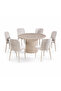 Round Marble Alternative Dining Table 6 Chairs