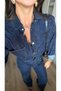 Navy Blue Self-Patterned Denim Suit - 4