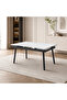 Extendable Dining Table 150 + 30 X 85 cm White and Matt Gold - 2