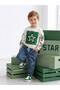 Boy's Oversize 2 Thread Swetshirt with Embroidery Detail Denim Trousers 2-Piece Set - 2
