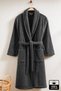 Luxury 100% Cotton Women'S/Unisex Bathrobe with Pockets, Soft Textured Home Wear Towel Bathrobe Anthracite Gray - 5