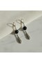 Black Glass Pearl Patterned Dangle Earrings - 2