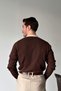 Atri Double Color Textured Regular Fit Polo Collar Brown Men's Knitwear Sweater - 8