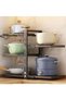5-Tier Adjustable Under-Sink Storage Rack with Honeycomb Anti-Slip Metal Shelves, Black Rust-Proof Organizer - 3