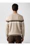 Lcwaikiki Classic Beige Crew Neck Striped Men's Knitwear Sweater - 4