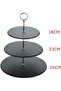 Natural Black Stone 3 Tier Round Slate Cake Stand with Chrome Carry Loop, dessert serving stand perfect for afternoon tea Wedding Plates Party Tableware Display - 3