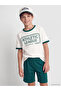 Lcw Kids Ecru Crew Neck Boys' Shorts Pajama Set