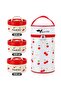 3-Layer Stainless Steel Cherry Food Thermos Lunch Box 1390 ml Thermal Insulated with Carrying Bag - 2