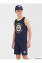 Lcw Kids Navy Blue Printed Boy's Shorts Pajama Set