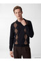 Southblue Navy Blue Polo Collar Diamond Patterned Men's Knit Sweater