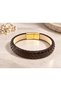 Marzello Dark Brown Python Snake Skin Men's Bracelet - with Gold Color Clasp - 3