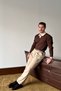 Atri Double Color Textured Regular Fit Polo Collar Brown Men's Knitwear Sweater - 5
