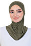 Cross Front Design Women's Sport Ready Turban Stretchy One-Piece Headscarf Khaki