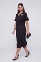 Women's Black V-Neck Belted Plus Size Event Dress - 2