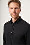 Black Buttoned Collar Oxford Slim Fit Cotton Shirt 1004265125 - 3