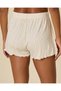Women Cream Rib Print Shorts With Lettuce Edge - 3