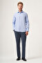 Dark Blue Italian Collar Oxford Slim Fit Easy-Iron Cotton Shirt 1004265270 - 2
