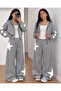 Girl's Star Printed Zippered Cardigan, Wide-Leg Sweatpants and Bodysuit 3-Piece Set