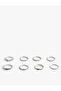 Stoned Steel Mixed 8-Piece Ring Set