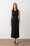 Women's Black Front Buttoned Belted Midi Length Pencil Dress Yy101421 - 2