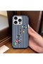 iPhone 14 Pro Max Compatible Blue Leather Textured Silicone Protects Camera Shock-Absorbing Cat and Star Pattern Case