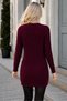 Women's Round Neck Long Sleeve Hair Braided Relaxed Cut Casual Stylish Burgundy Long Knitwear Sweater - 3
