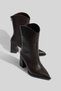 Brown Thick Heeled Pointed Toe Women's Boots