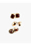 Stone Detailed 3-Piece Earring Set - 3
