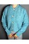 Button Detailed Knitwear Cardigan Crew Neck Oversize - 5