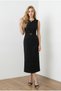 Women's Black Front Buttoned Belted Midi Length Pencil Dress Yy101421