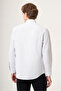 White-Navy Blue Hard Collar Slim Fit Cotton Shirt 1004265123 - 5