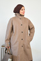 Women's Plaid Lined Mid-Length Shirt Collar Trench Coat Mink - 3