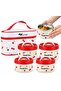 4-Layer Cherry Food Thermos 2040 ml 304 Stainless Steel Lunch Box with Thermal Insulation Bag