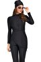 Women's Long Sleeve Bikini Full Coverage Moderate Swimsuit (Black/L) - 3