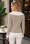 Women's Long Sleeve Wide Polo Collar Hair Braided White Detailed Classic Stylish Soft Casual Mink Knitwear Sweater - 3